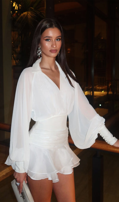 Angelina | Mini Dress with Lantern Sleeves