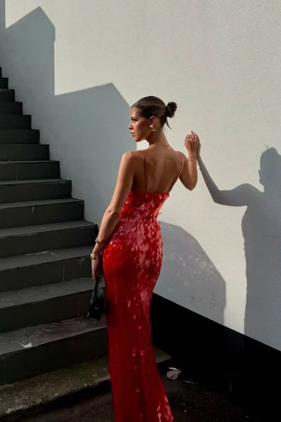 Selene – Sequin maxi dress with deep V-neck