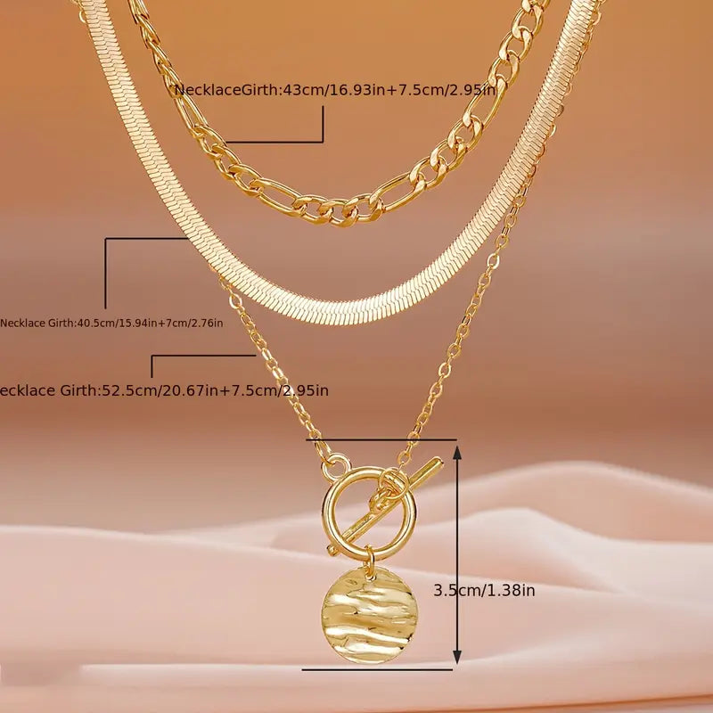 Etheldreda | Layered Round Pendant Necklace Set