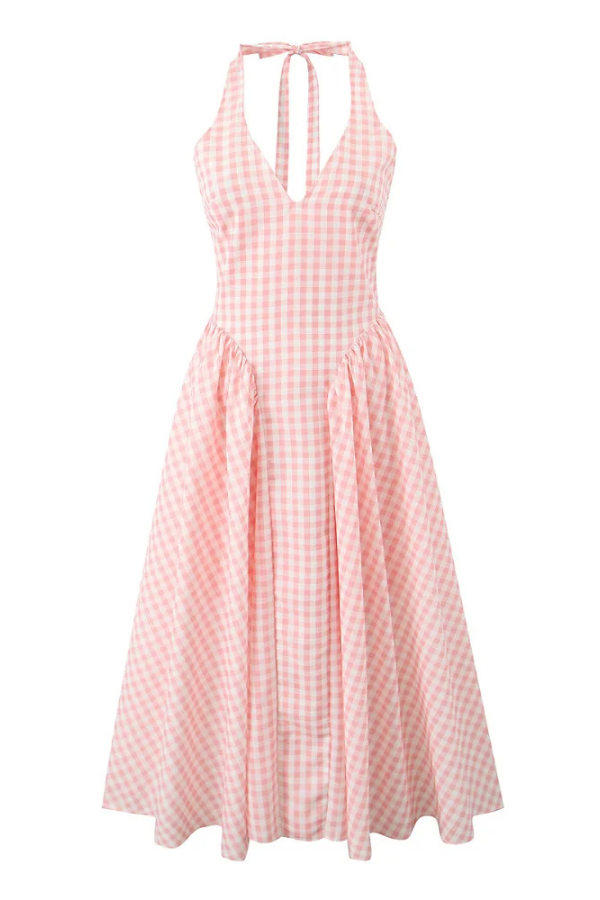 Romina | Checked Print Midi Dress