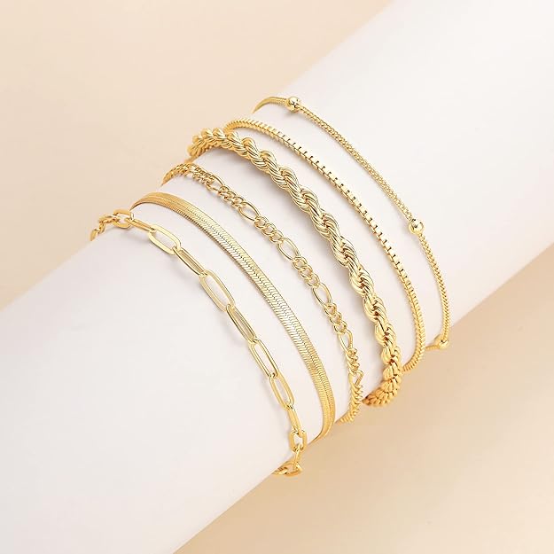 Blodwen | Delicate Gold Layered Bracelet Set