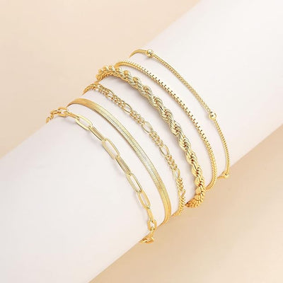 Blodwen | Delicate Gold Layered Bracelet Set