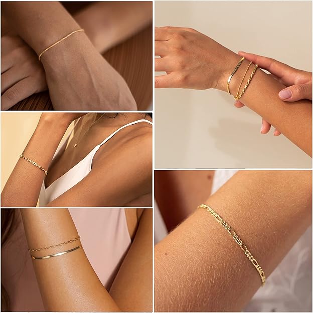 Blodwen | Delicate Gold Layered Bracelet Set