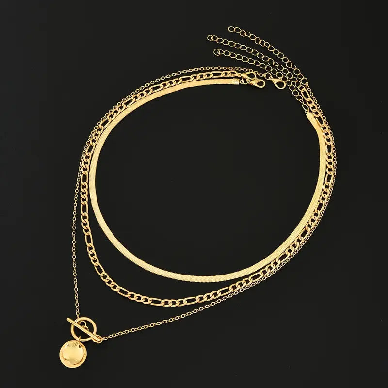 Etheldreda | Layered Round Pendant Necklace Set