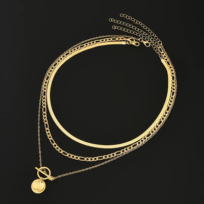 Etheldreda | Layered Round Pendant Necklace Set