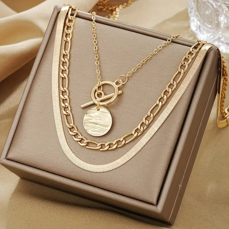 Etheldreda | Layered Round Pendant Necklace Set