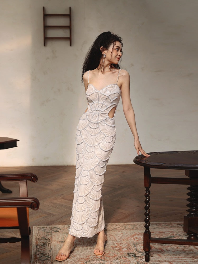 Stormi | Pearl Sequined Midi Dress