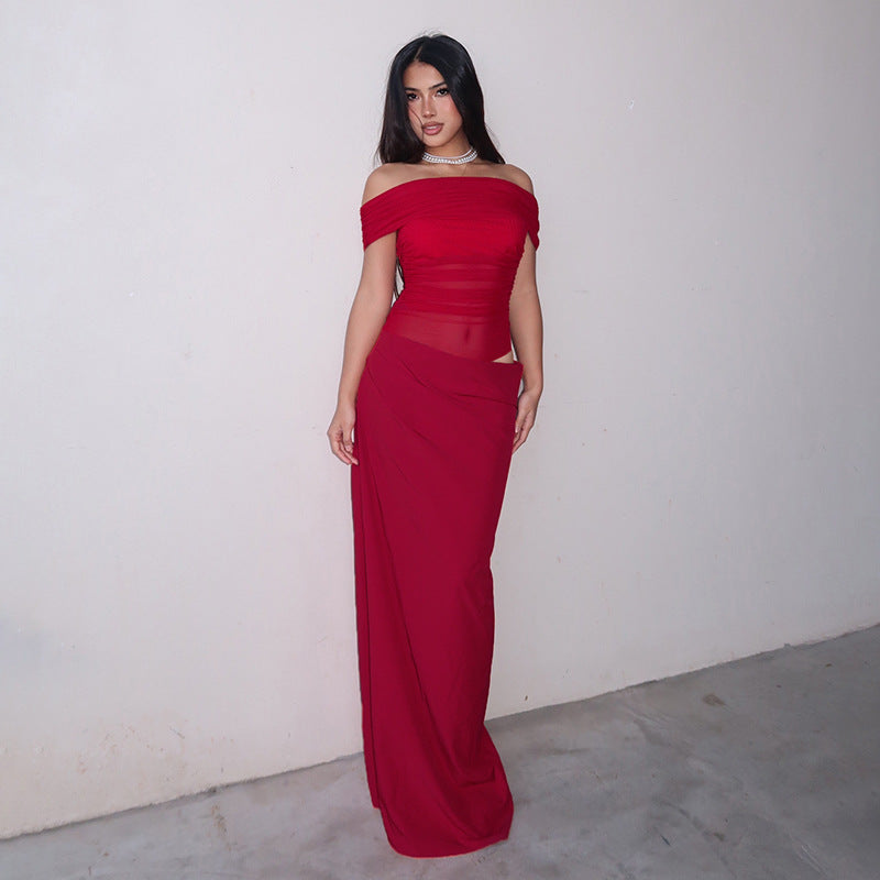 Maisy | Off Shoulder Mesh Maxi Dress