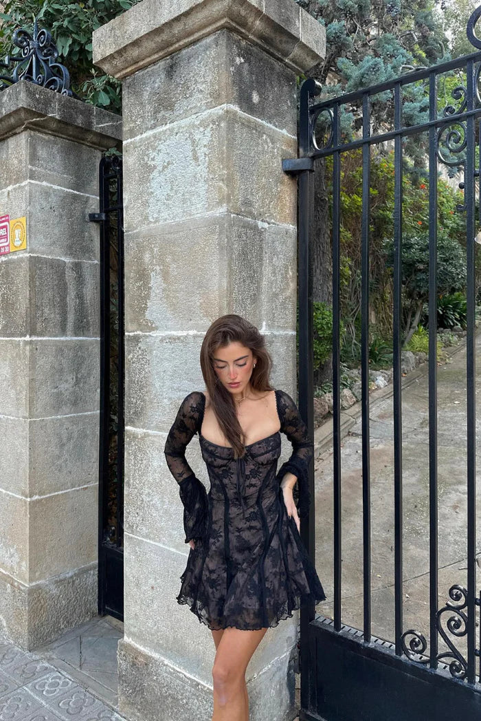 Mabel | Long Sleeve Lace Mini Dress