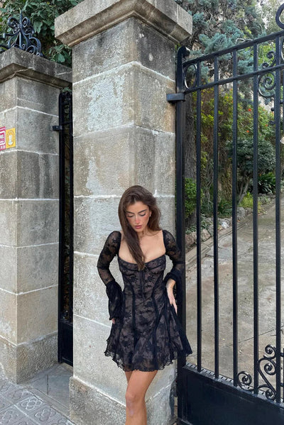 Mabel | Long Sleeve Lace Mini Dress
