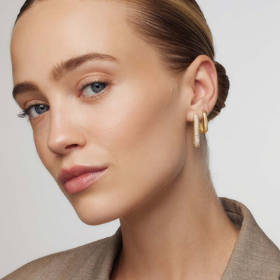 Helisent | Gold Pavé Earrings