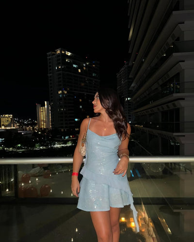 Serene | Ruffled Sleeveless Sequin Mini Dress