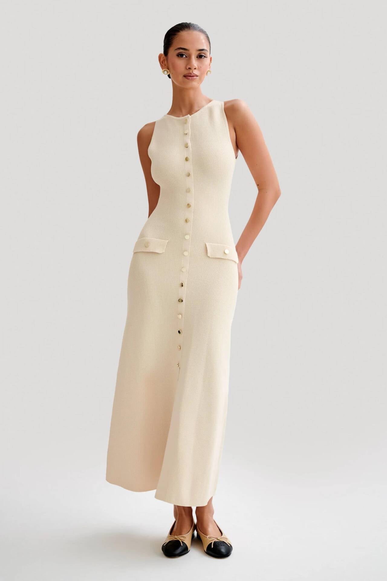 Fiona | Knitted Sleeveless Maxi Dress