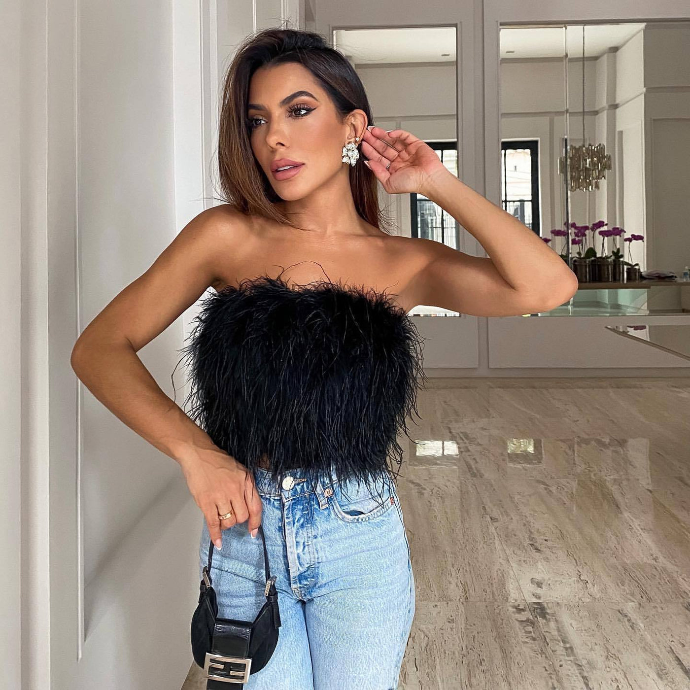 Yara | Elegant Feather Top