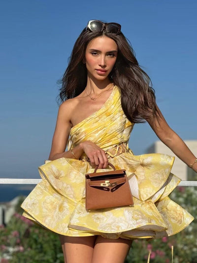 Daphne | Floral One-Shoulder Mini Dress