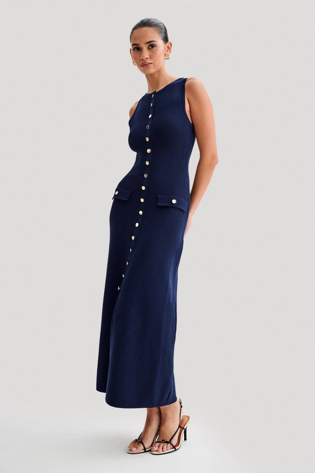 Fiona | Knitted Sleeveless Maxi Dress