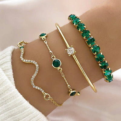 Orliva | Luxury Green &amp; Gold Bracelet Set