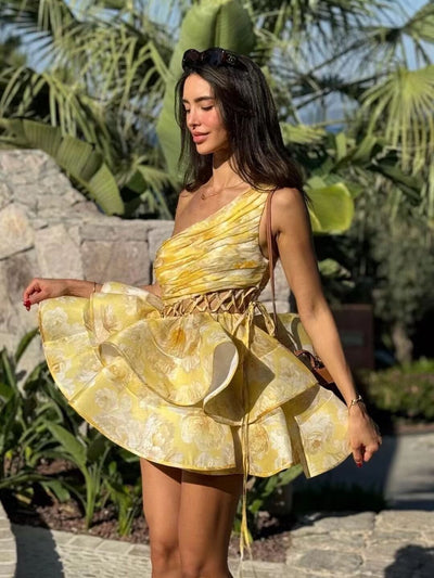 Daphne | Floral One-Shoulder Mini Dress