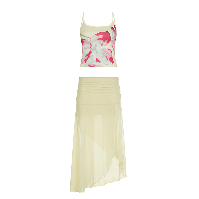 Kenya | Floral Print Mesh Two-Piece Set
