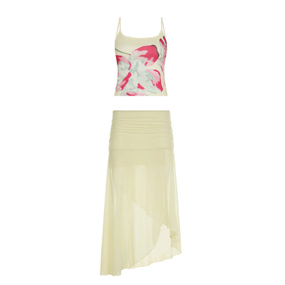 Kenya | Floral Print Mesh Two-Piece Set