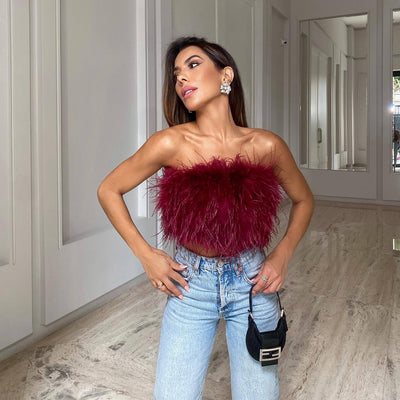 Yara | Elegant Feather Top