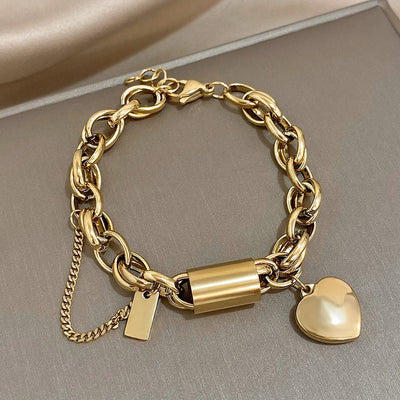 Danica | Golden Heart Charm Chain Bracelet