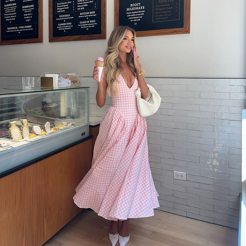 Romina | Checked Print Midi Dress