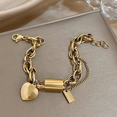 Danica | Golden Heart Charm Chain Bracelet