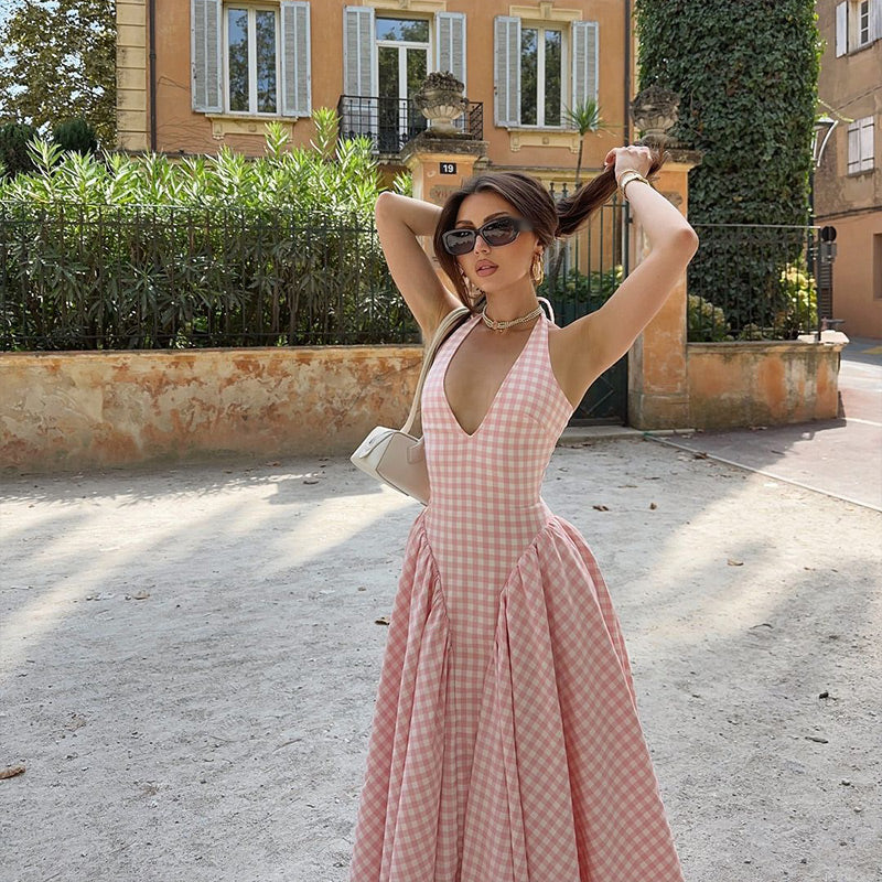 Romina | Checked Print Midi Dress