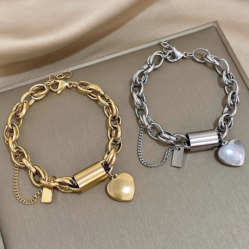Danica | Golden Heart Charm Chain Bracelet