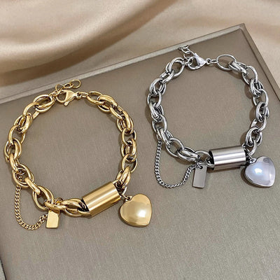 Danica | Golden Heart Charm Chain Bracelet