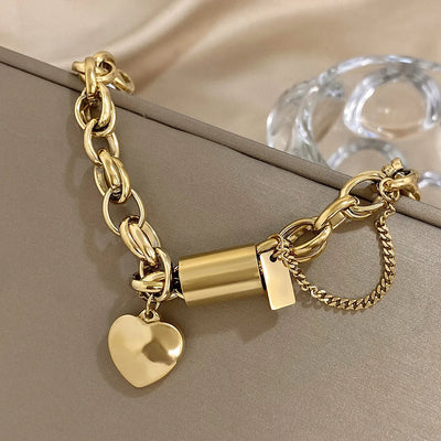 Danica | Golden Heart Charm Chain Bracelet