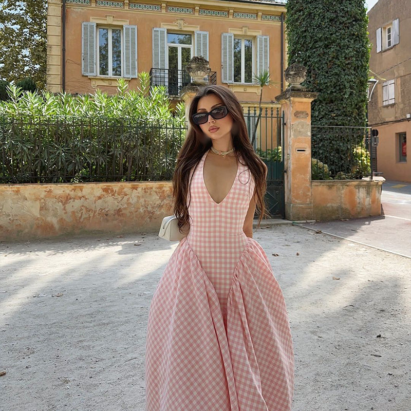 Romina | Checked Print Midi Dress
