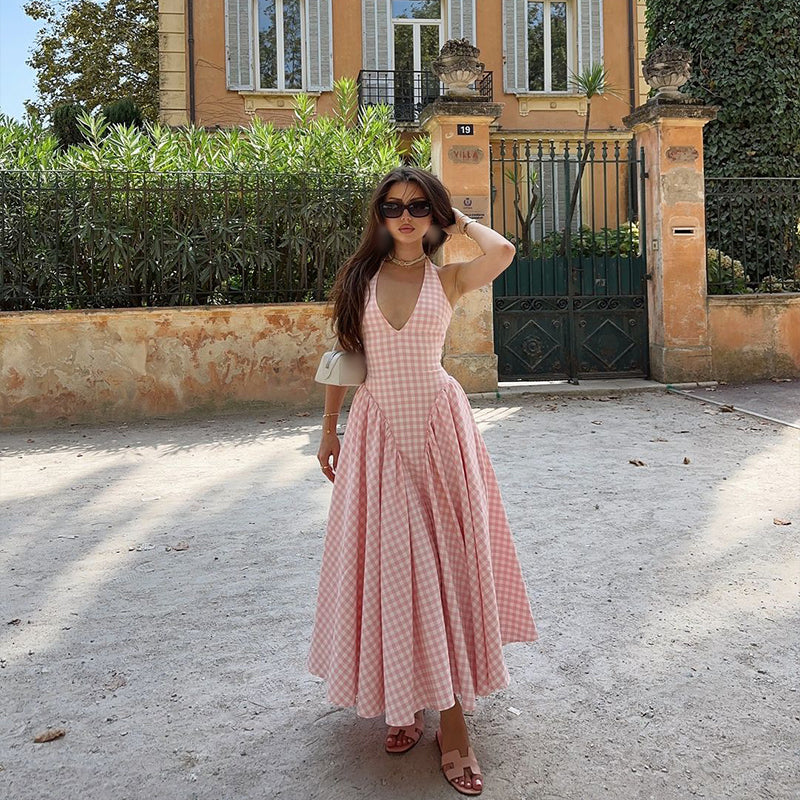 Romina | Checked Print Midi Dress