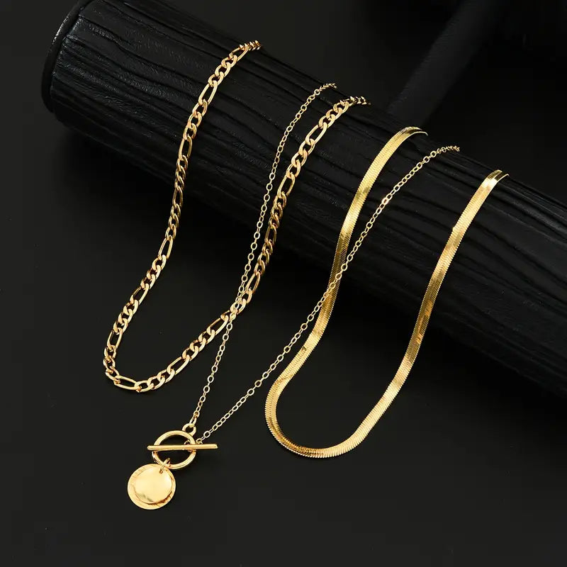 Etheldreda | Layered Round Pendant Necklace Set