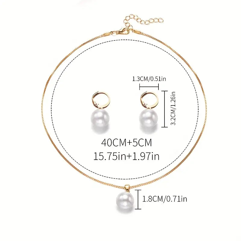 Leofwyn | Gold Pearl Dangle Jewelry Set