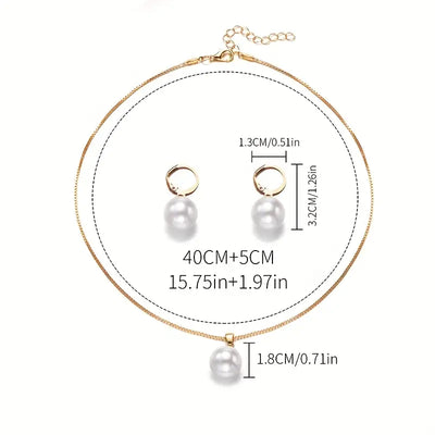 Leofwyn | Gold Pearl Dangle Jewelry Set
