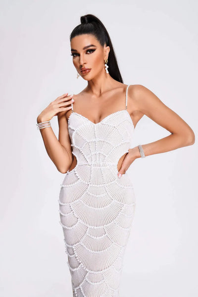 Stormi | Pearl Sequined Midi Dress