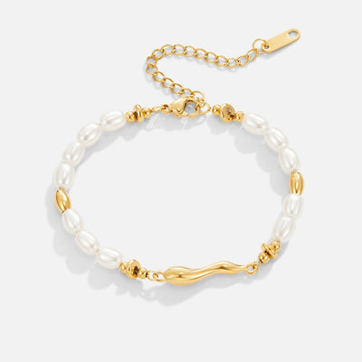 Veradis | Gold Wave Pearl Bracelet