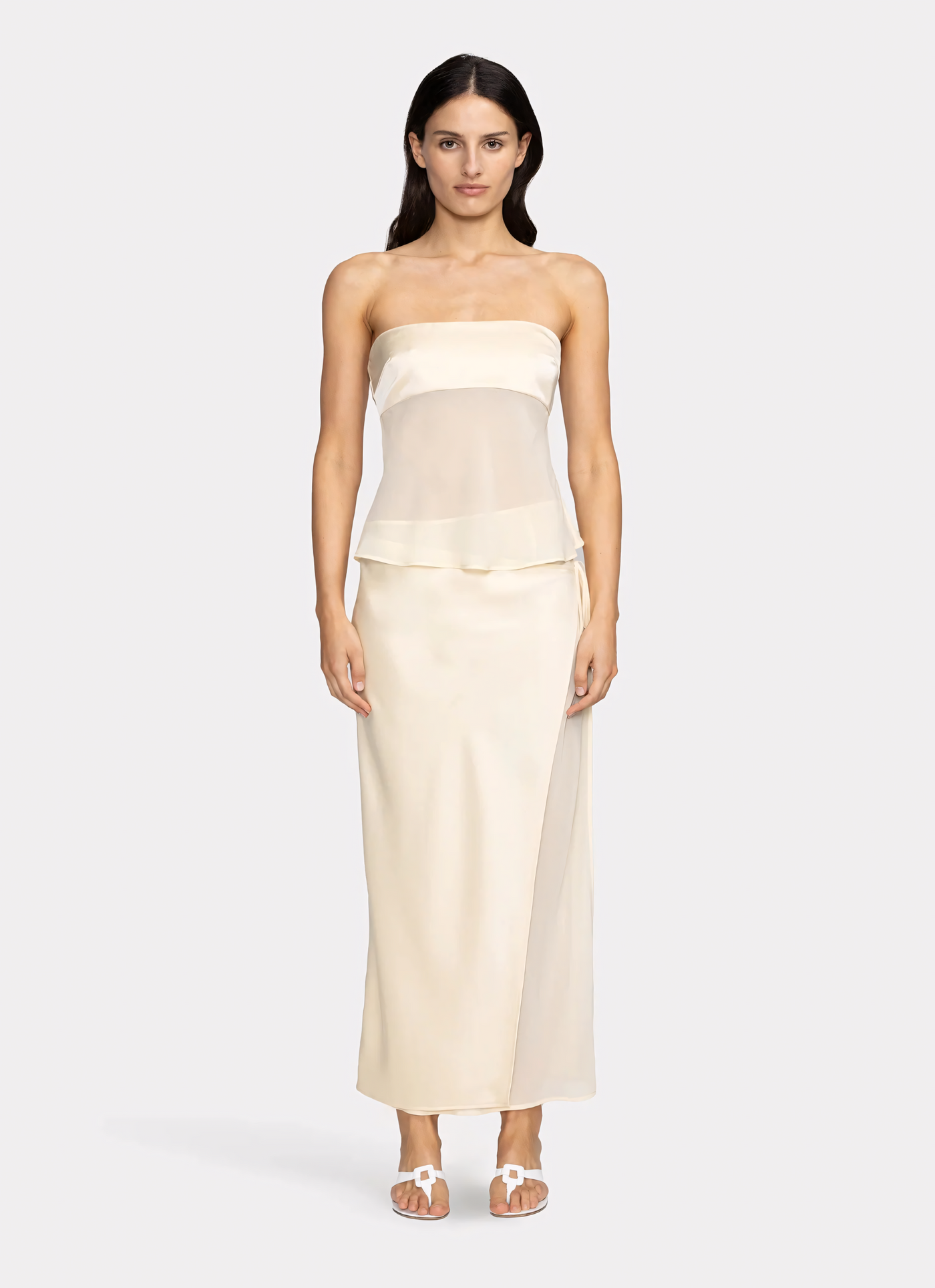 Fideline | Ivory Sheer Dress