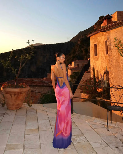 Eulalia | Smart Backless Printed Maxi Dress